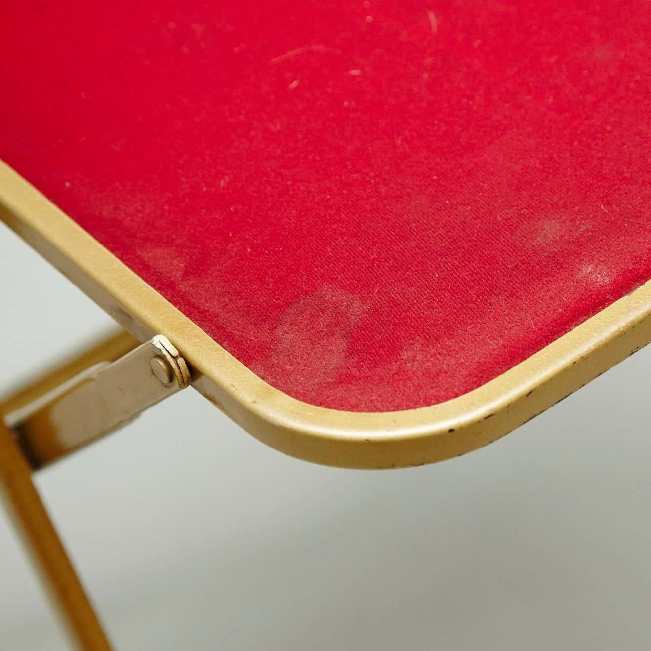 Pair of Antique French Folding Theater Chairs, circa 1960 In Good Condition In Barcelona, Barcelona