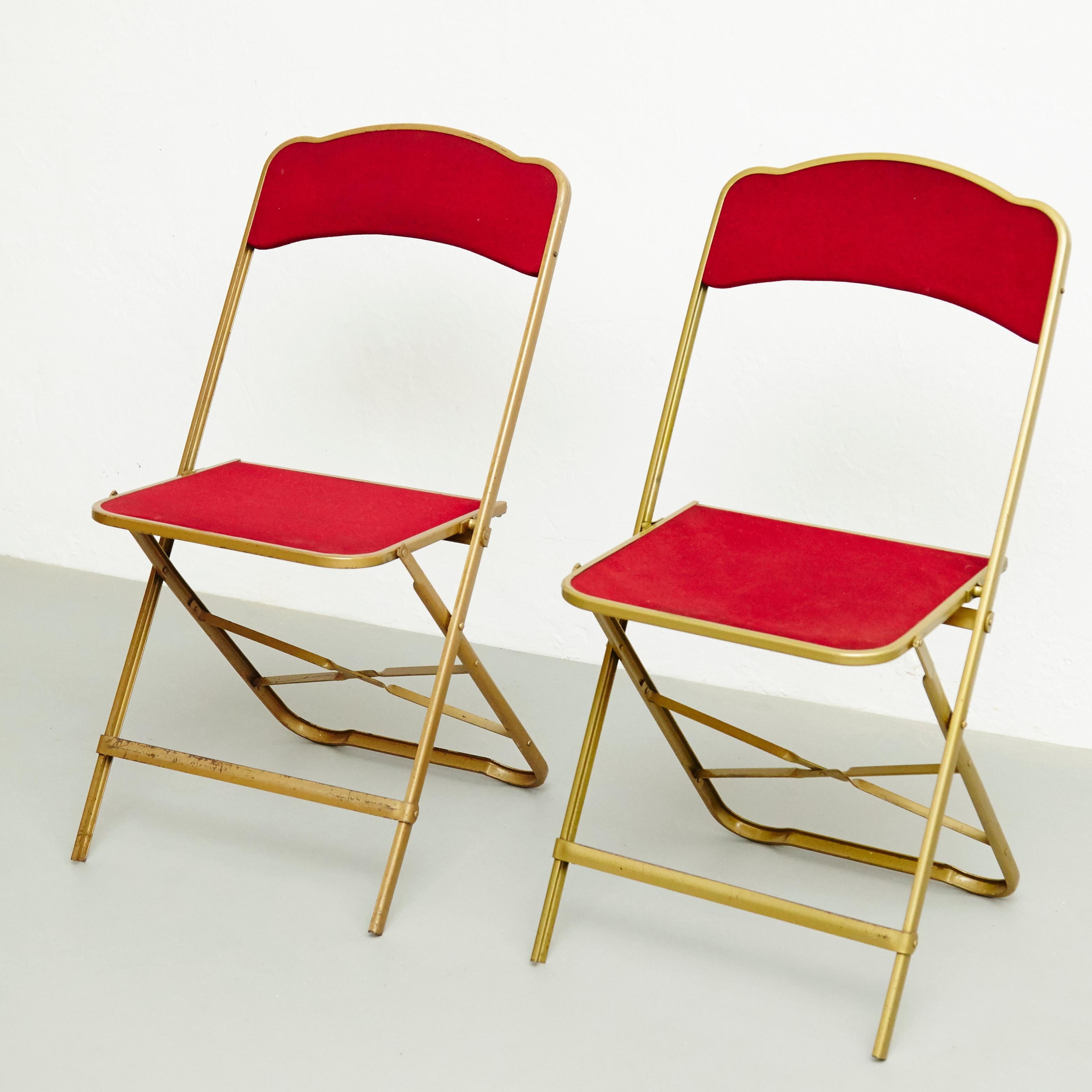 Pair of Antique French Folding Theater Chairs, circa 1960 1
