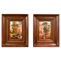 Pair of Antique French Framed Limoges Enamels