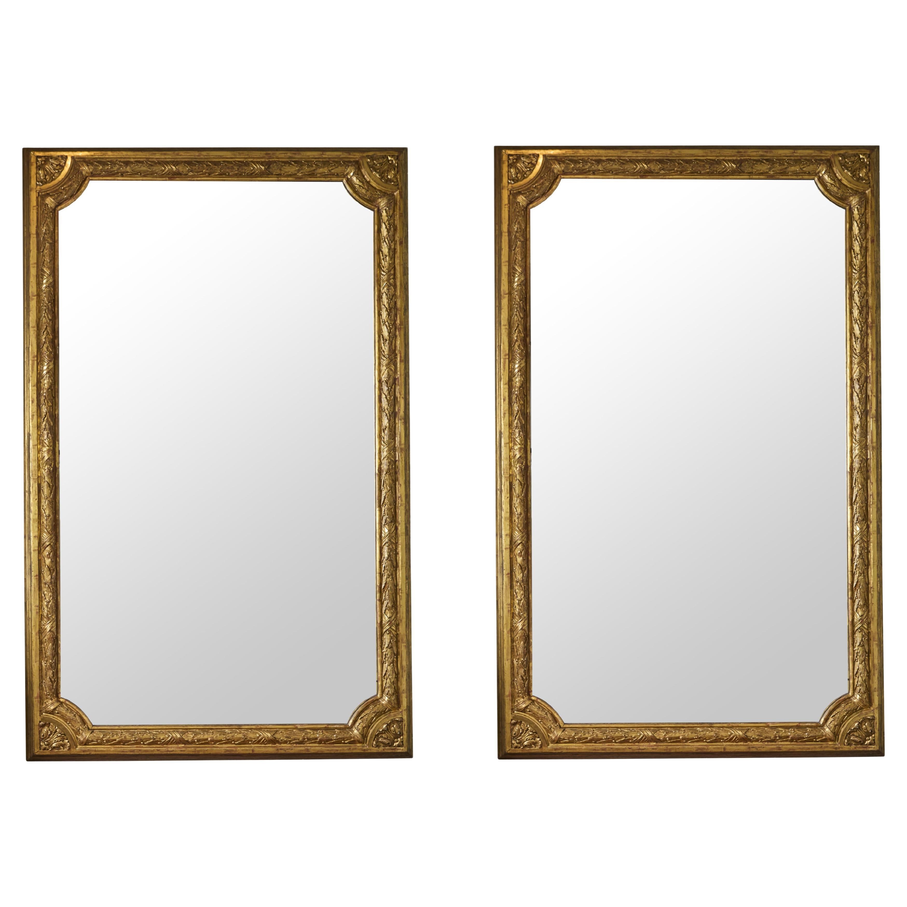 Pair of Antique French Gilded Laurel Leaves Mirror.  Sold Seperately