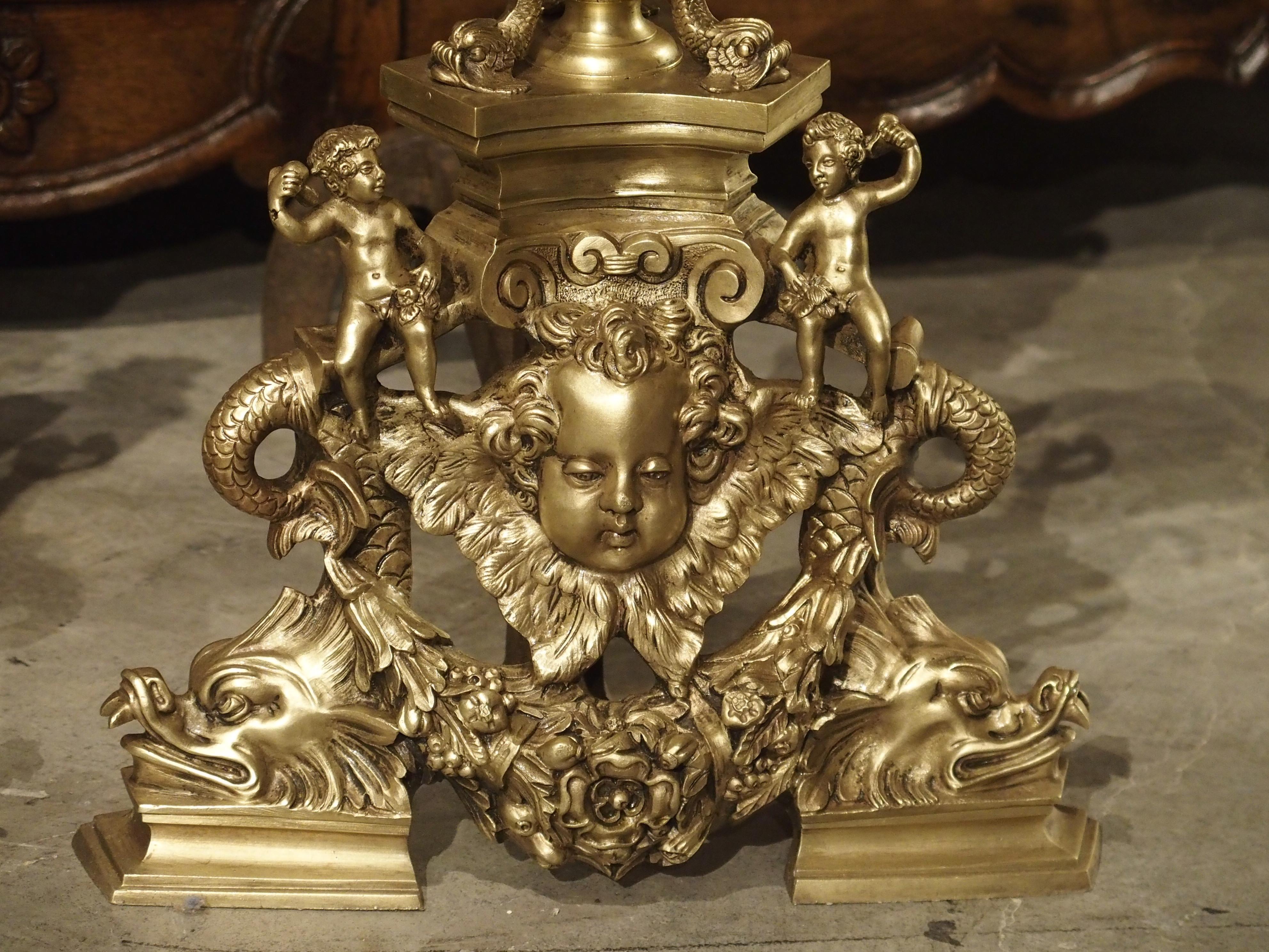 Pair of Antique French Gilt Bronze Andirons by Bouhon Freres, Paris 19th Century 5
