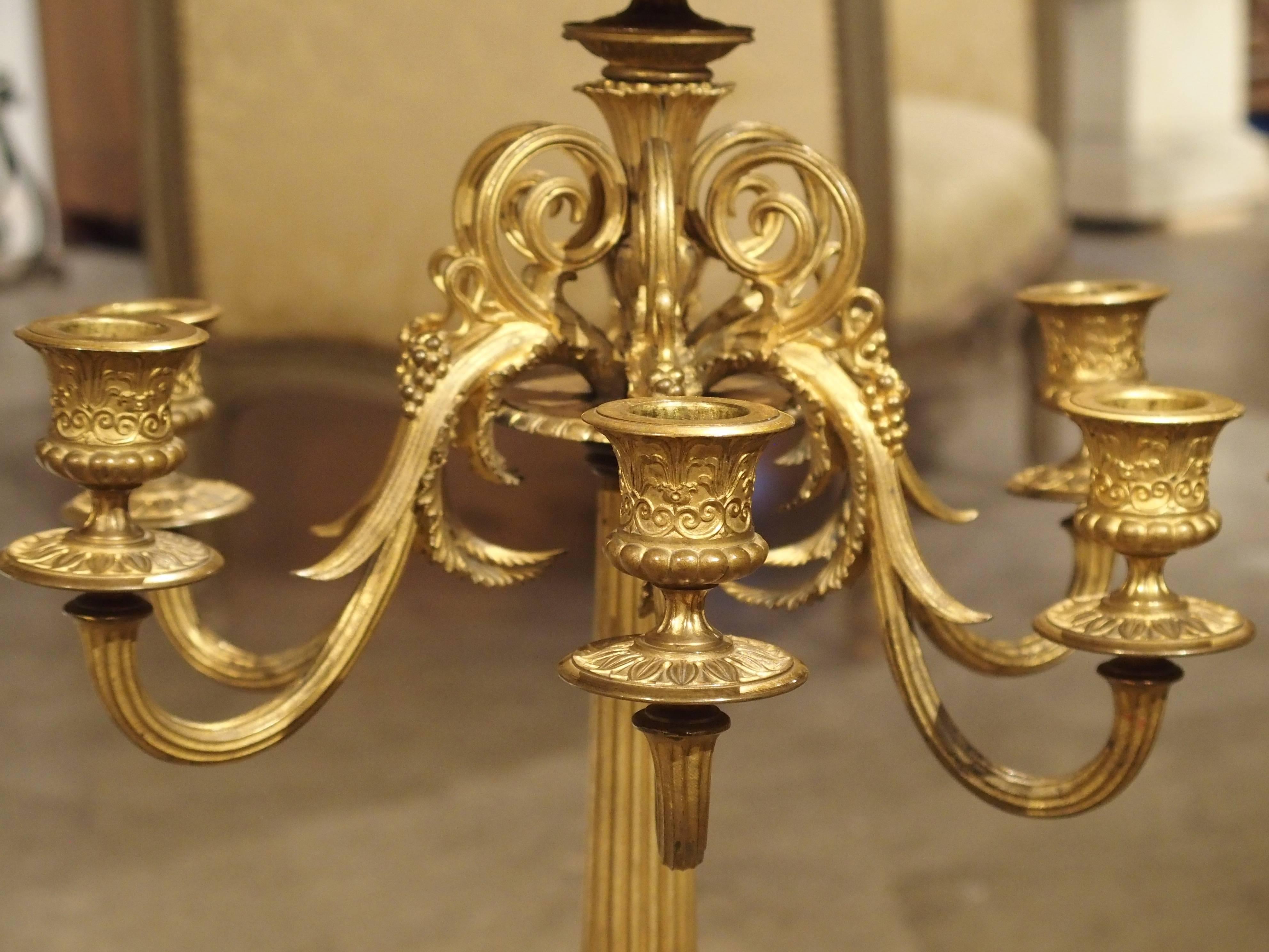 Pair of Antique French Gilt Bronze Candelabras 9