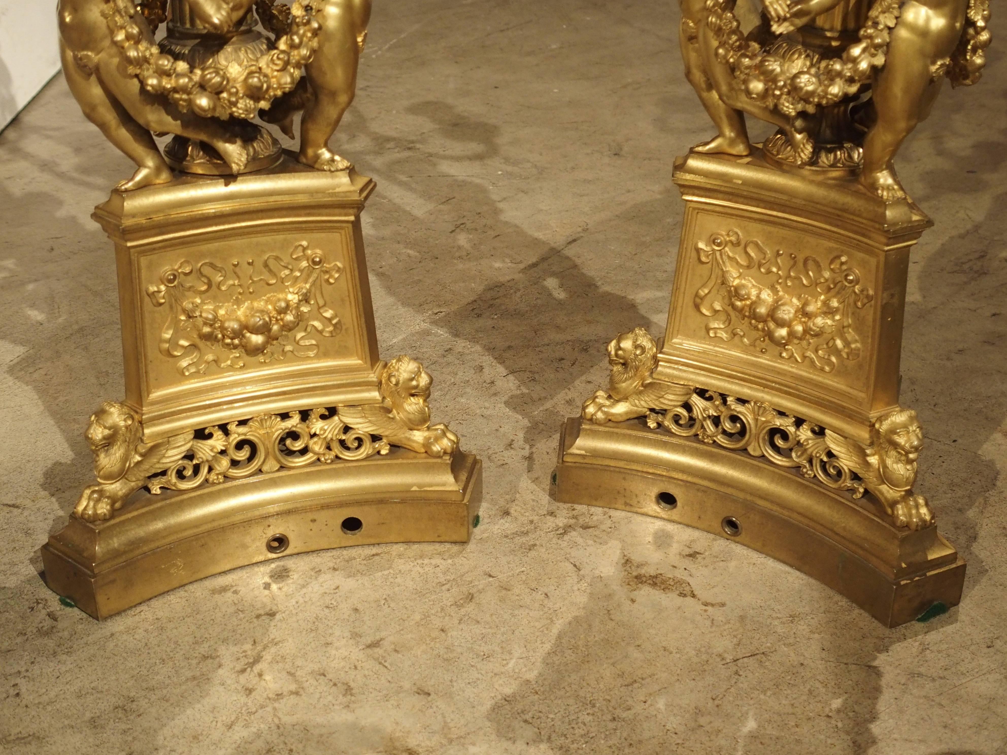 Pair of Antique French Gilt Bronze Candelabras 3