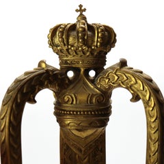 Pair of Antique French Gilt Bronze Dual-Candle Sconces with Royal Crown C1890