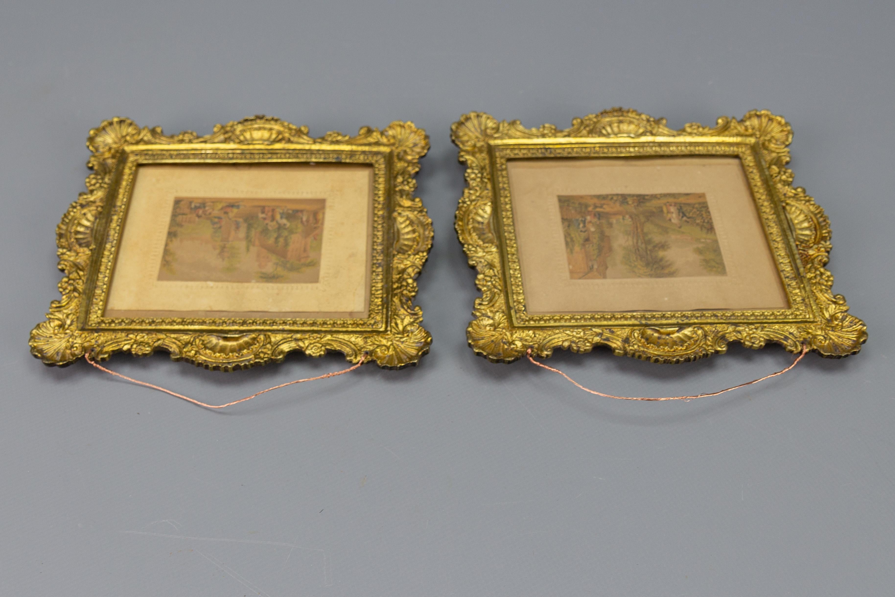 Paire de cadres français anciens de style rococo en bronze doré, vers 1890 en vente 4