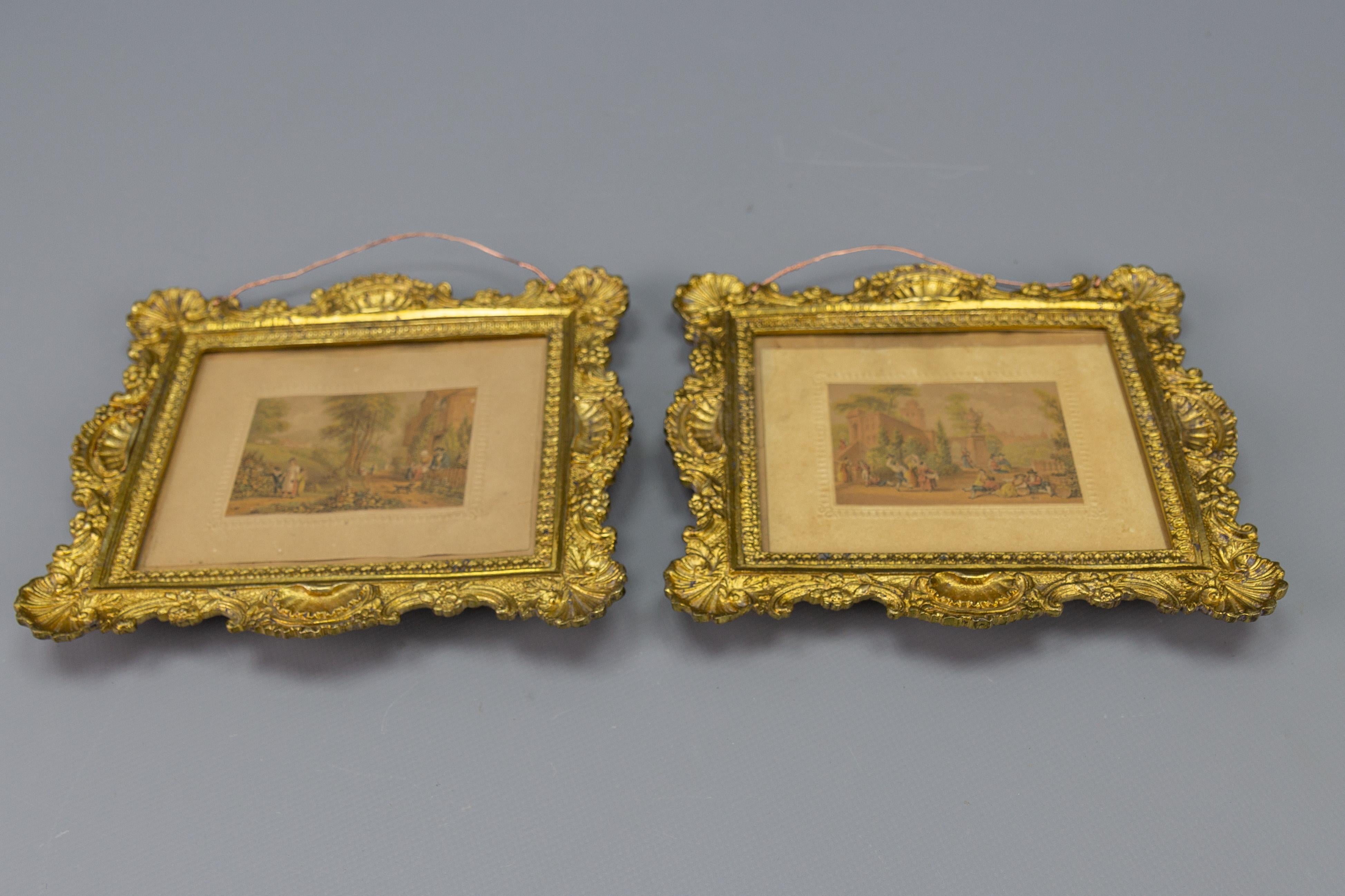 Paire de cadres français anciens de style rococo en bronze doré, vers 1890 en vente 6