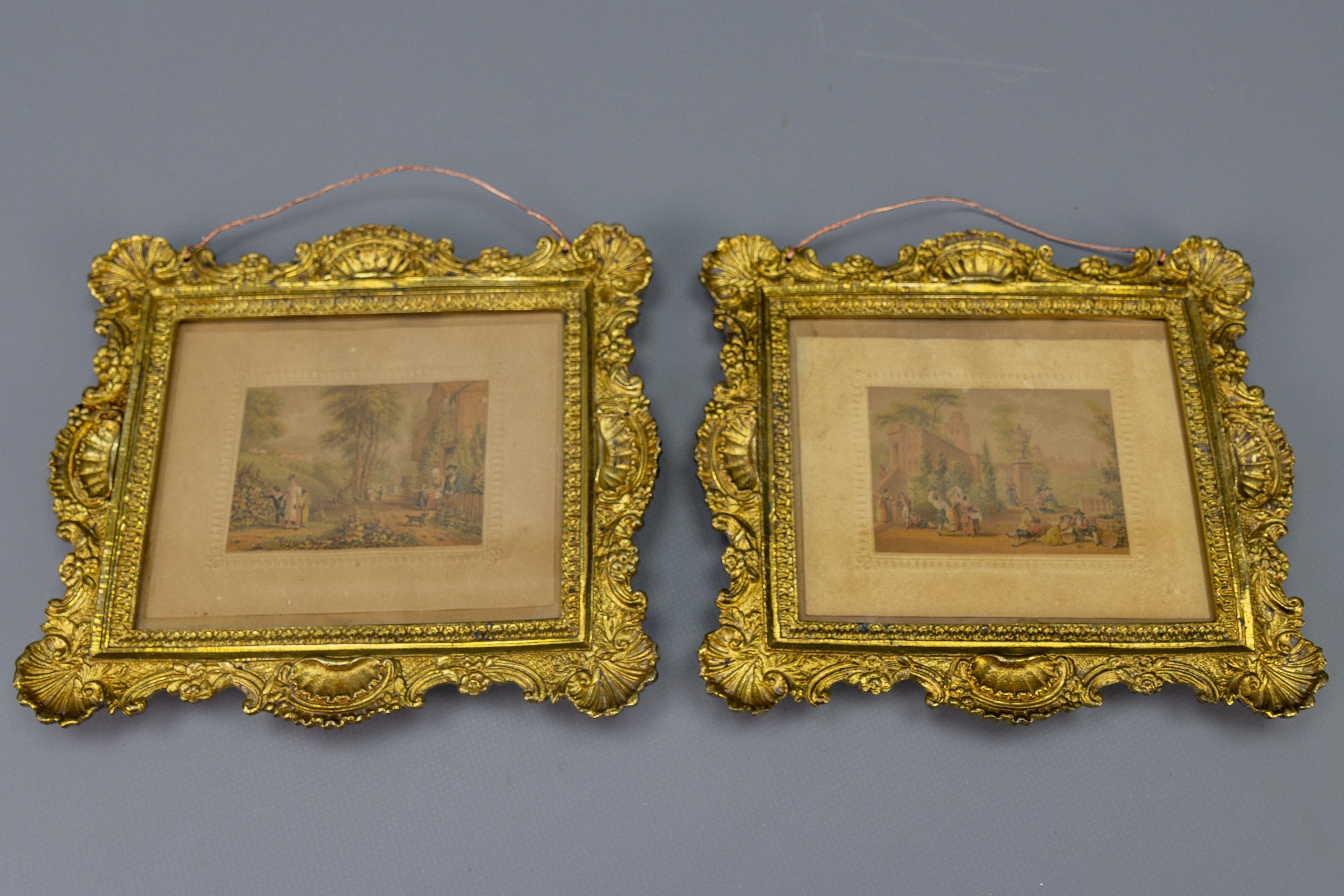 XIXe siècle Paire de cadres français anciens de style rococo en bronze doré, vers 1890 en vente