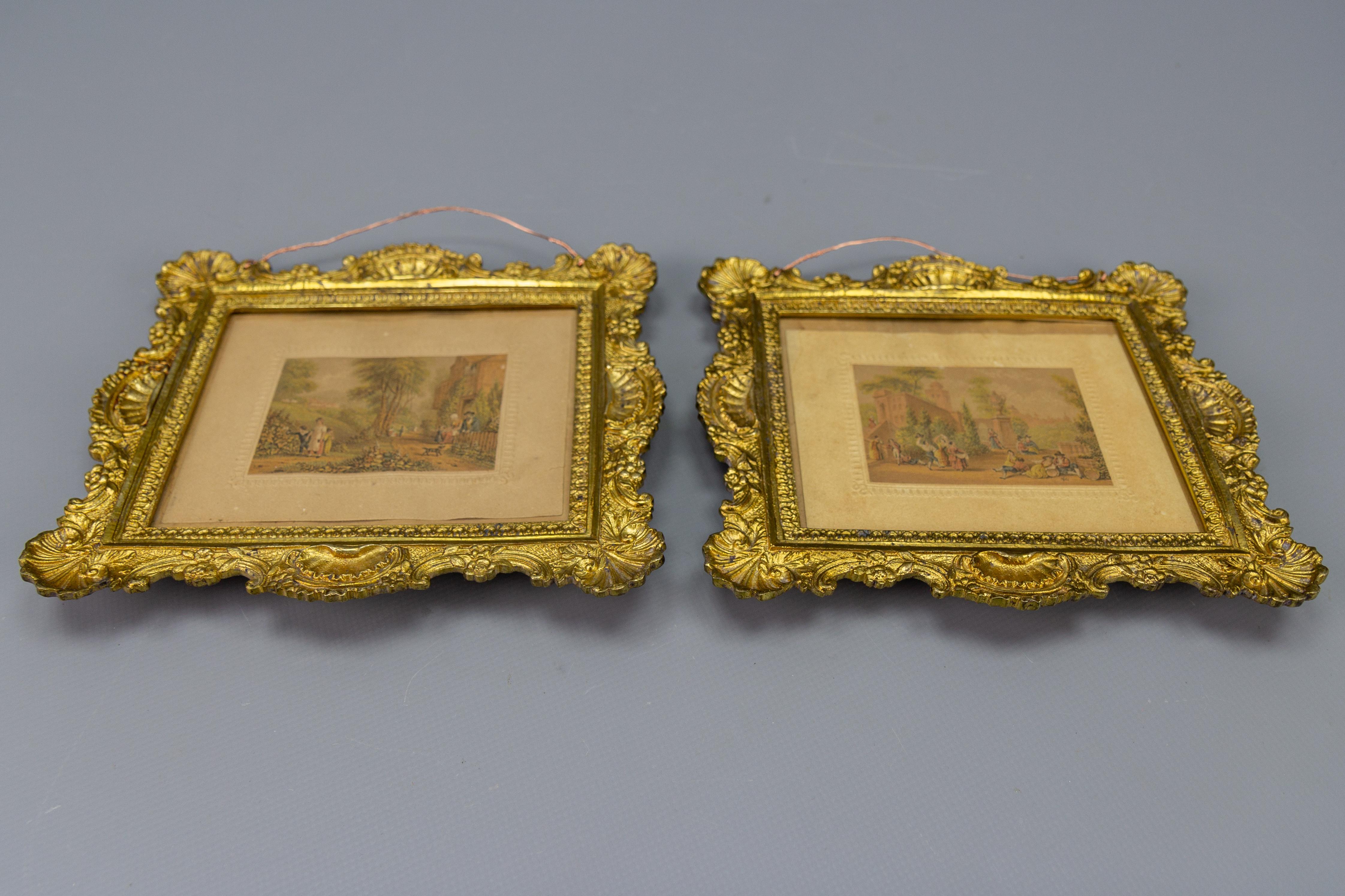 Paar antike französische Bilderrahmen aus vergoldeter Bronze im Rokoko-Stil, um 1890 im Angebot 1