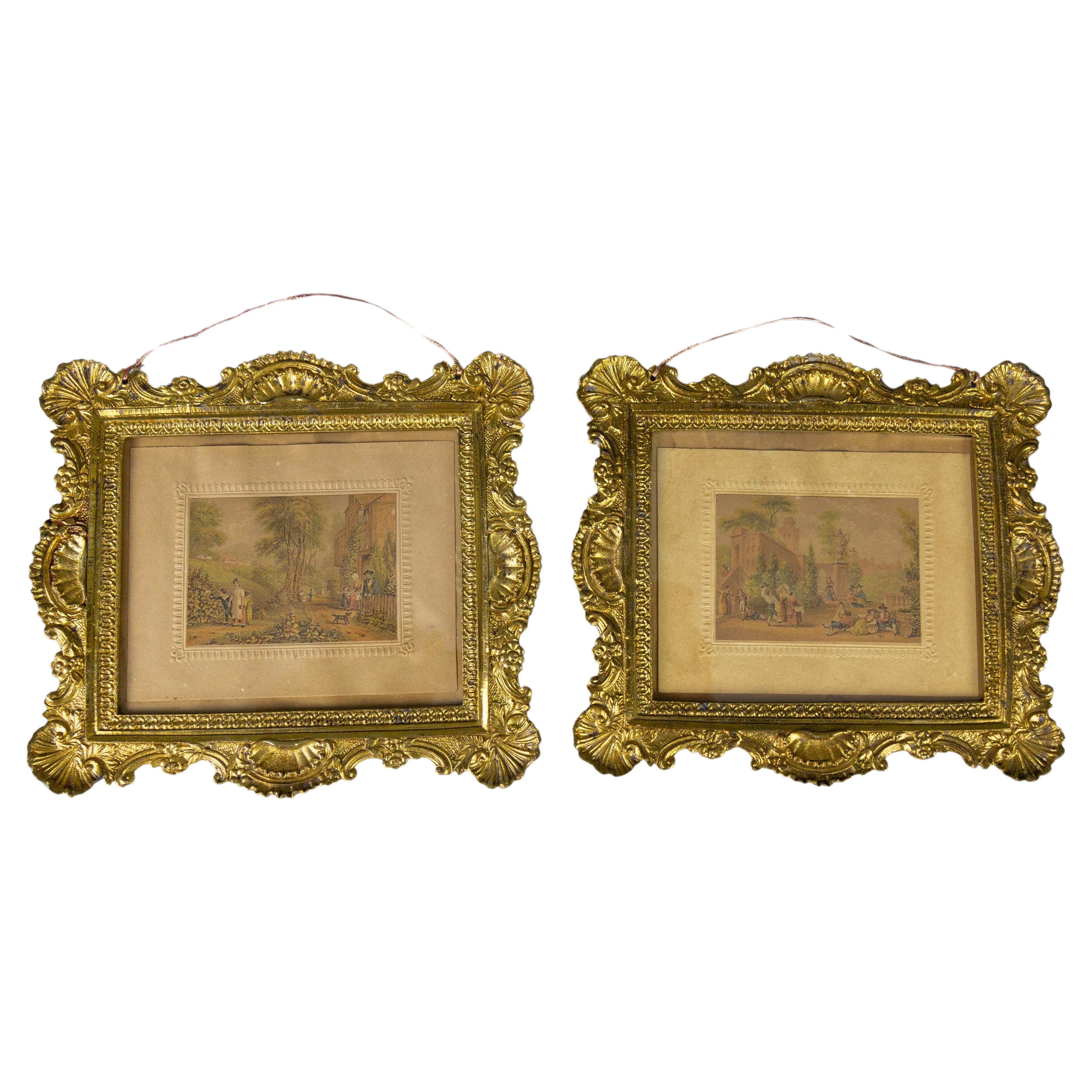 Pair of Antique French Gilt Bronze Rococo Style Picture Frames, ca. 1890