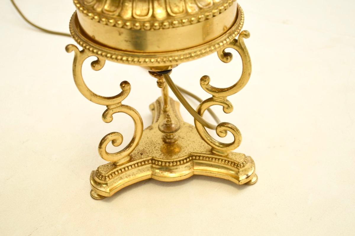 Pair of Antique French Gilt Metal and Ceramic Table Lamps For Sale 6