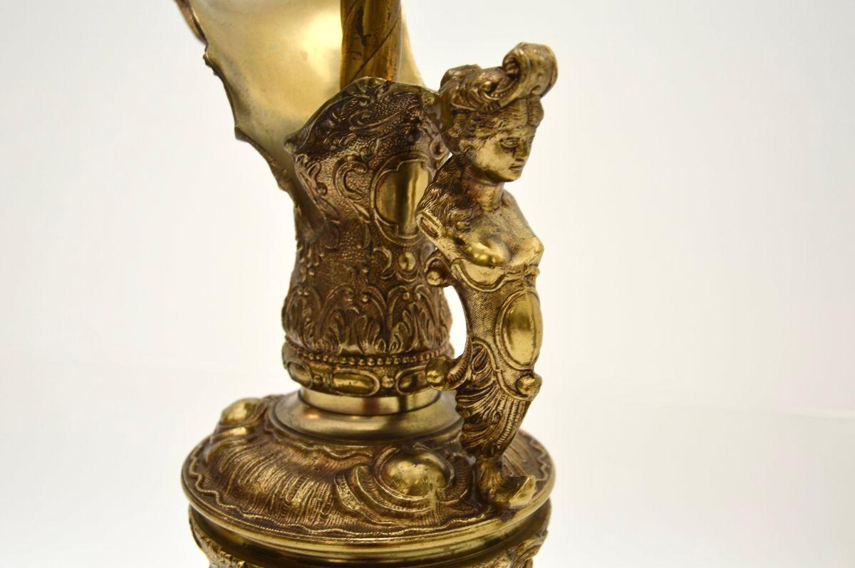 Pair of Antique French Gilt Metal and Marble Table Lamps For Sale 2