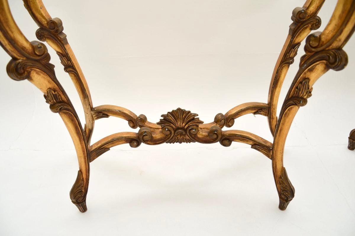 Pair of Antique French Gilt Wood Marble Top Console Tables For Sale 6