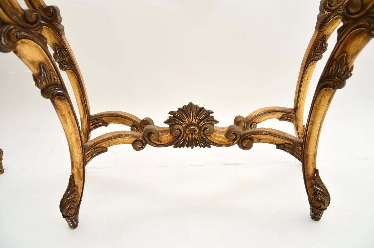 Pair of Antique French Gilt Wood Marble Top Console Tables For Sale 7