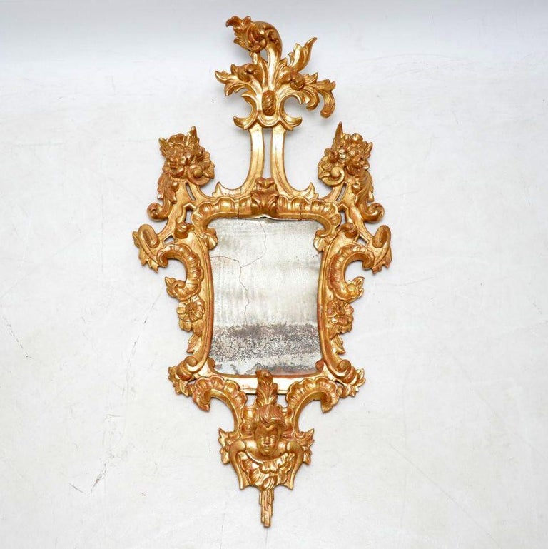 Pair of Antique French Gilt Wood Mirrors For Sale 6