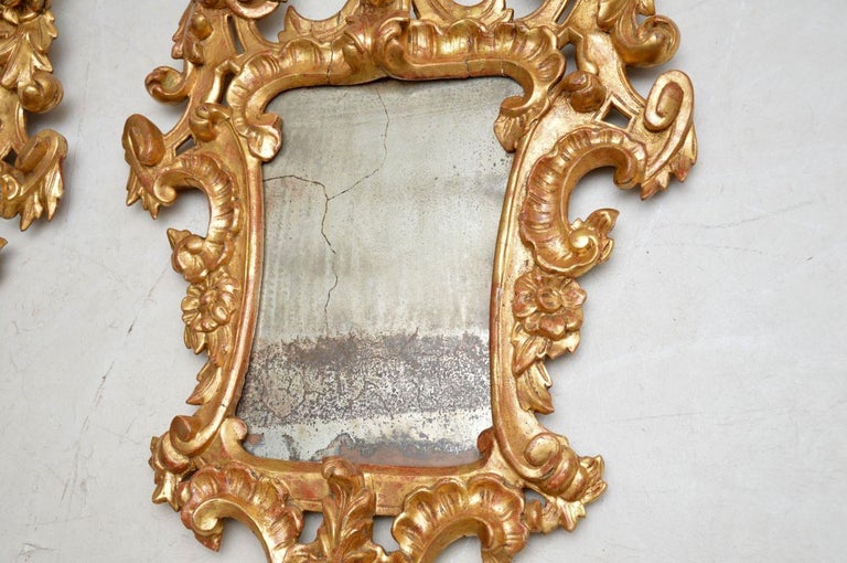 Pair of Antique French Gilt Wood Mirrors In Good Condition For Sale In London, GB