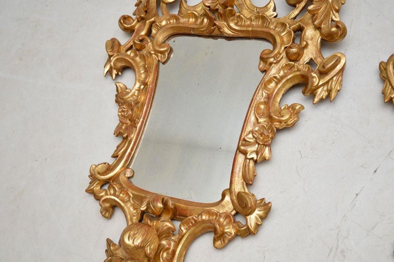 19th Century Pair of Antique French Gilt Wood Mirrors For Sale