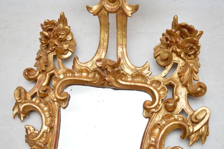 Pair of Antique French Gilt Wood Mirrors For Sale 1