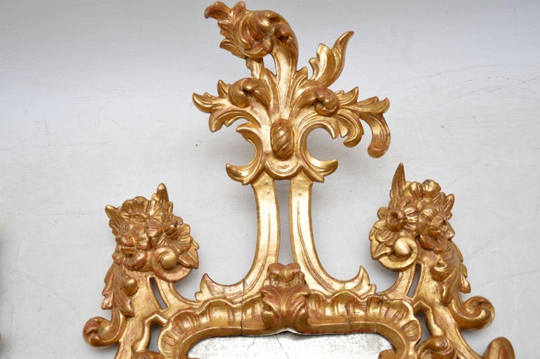 Pair of Antique French Gilt Wood Mirrors For Sale 3