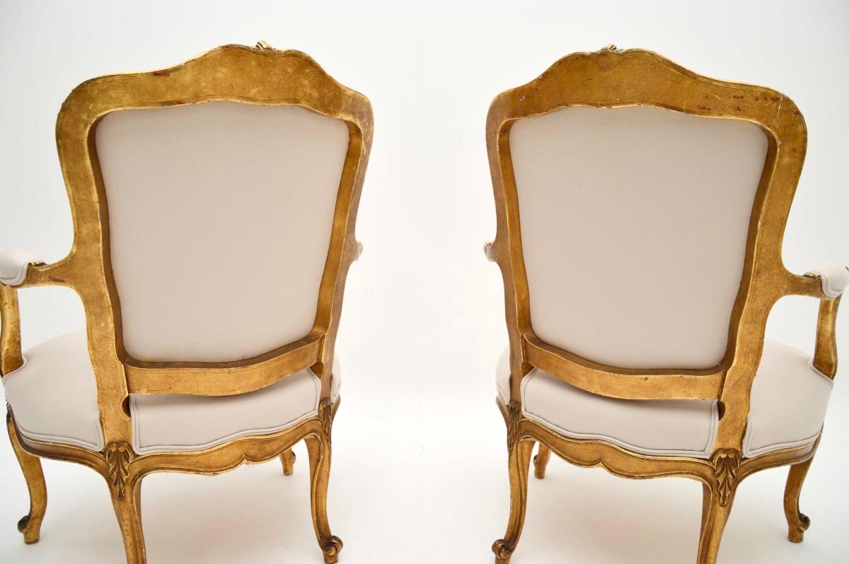 Pareja de Antiguos Sillones de Salón Franceses de Madera Dorada en Bueno estado para la venta en London, GB