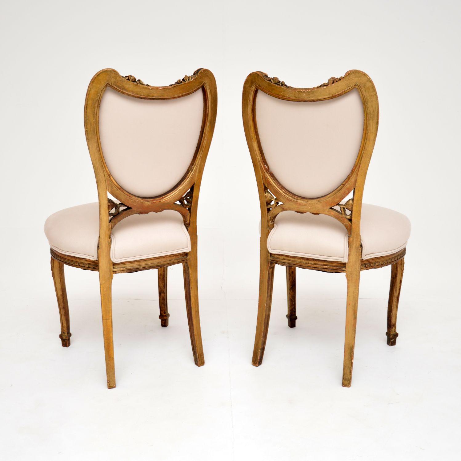 Pair of Antique French Gilt Wood Side Chairs In Good Condition In London, GB