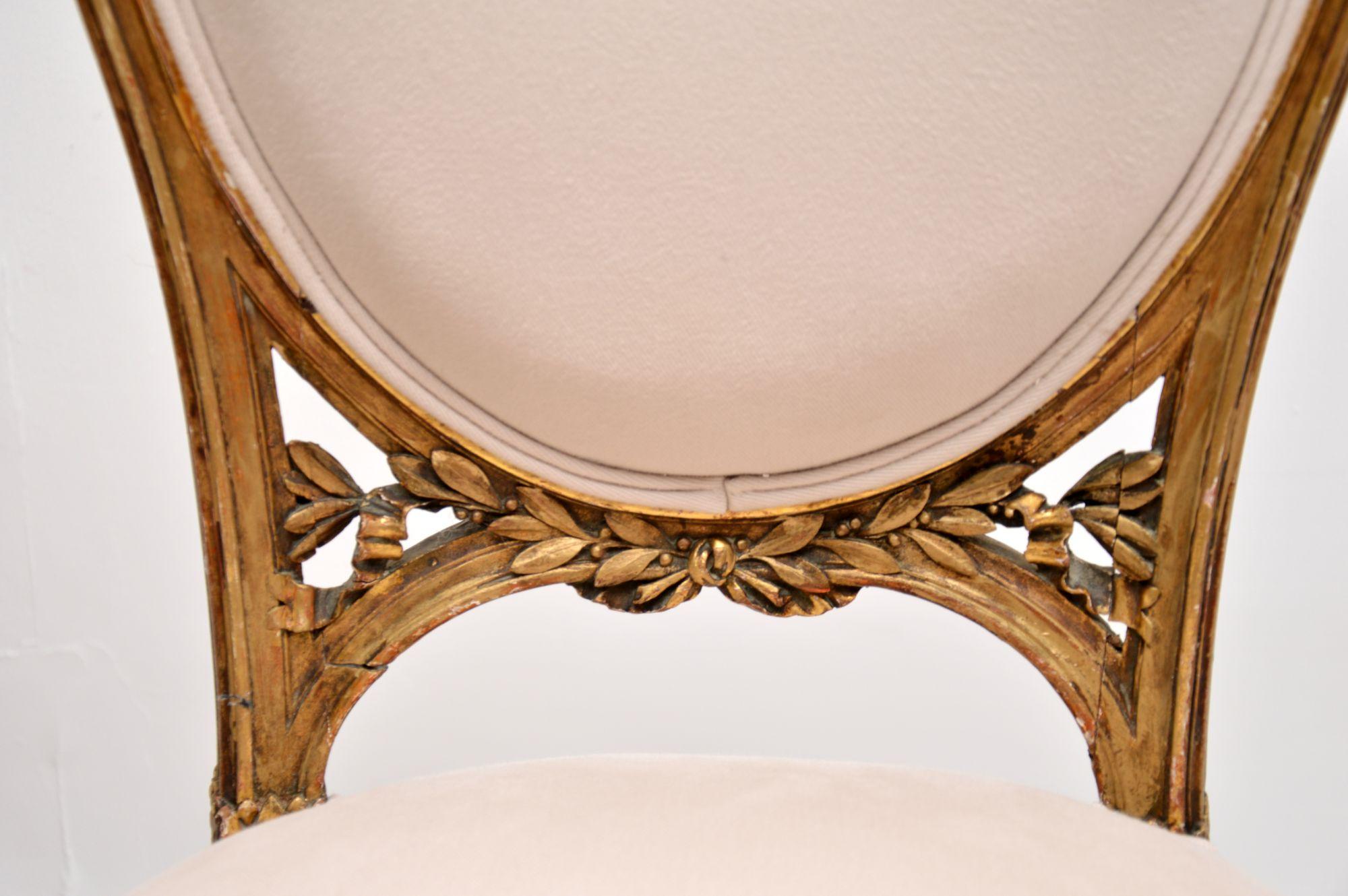 Pair of Antique French Gilt Wood Side Chairs 2