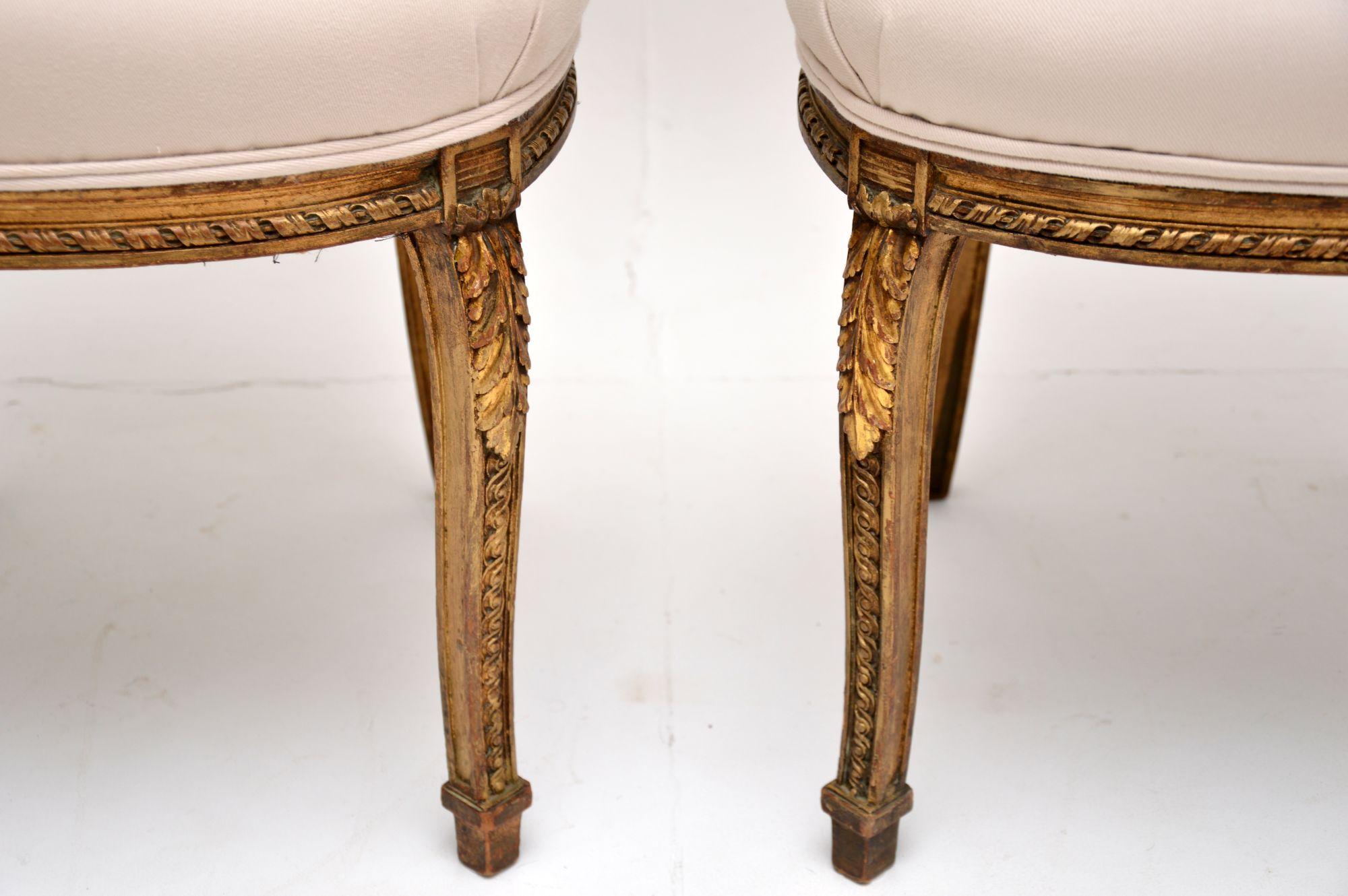Pair of Antique French Gilt Wood Side Chairs For Sale at 1stDibs