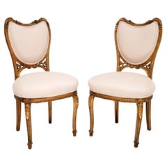 Pair of Antique French Gilt Wood Side Chairs