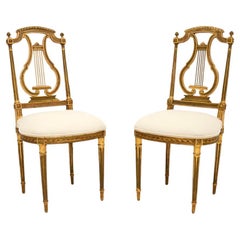 Pair of Antique French Gilt Wood Side Chairs