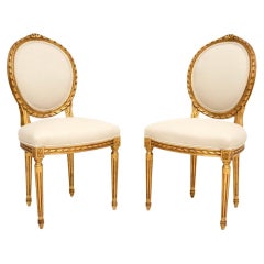 Pair of Antique French Gilt Wood Side Chairs