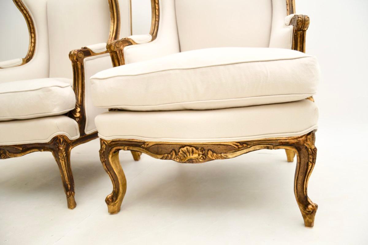 Pair of Antique French Giltwood Armchairs 6