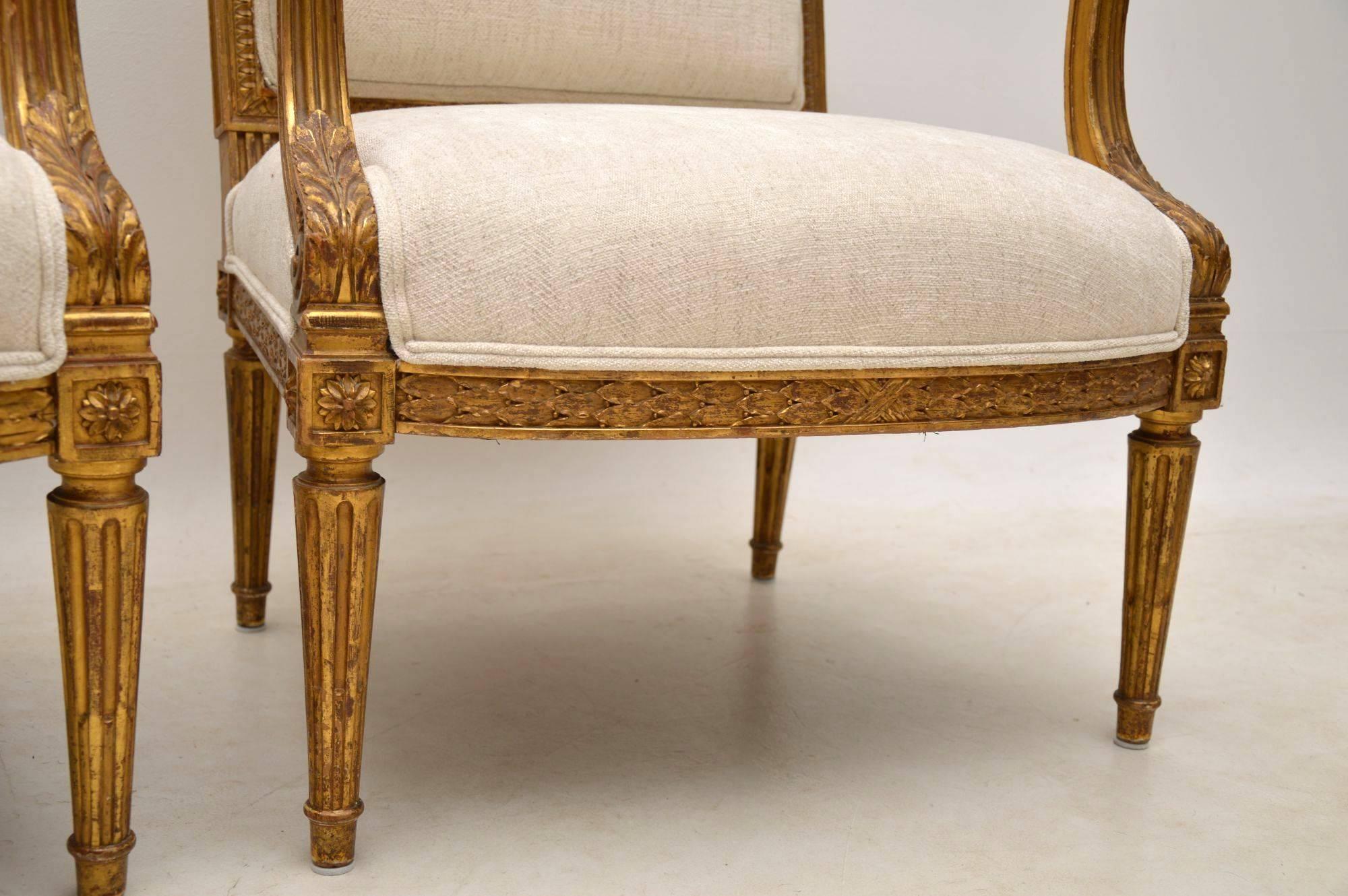 Pair of Antique French Giltwood Armchairs 12