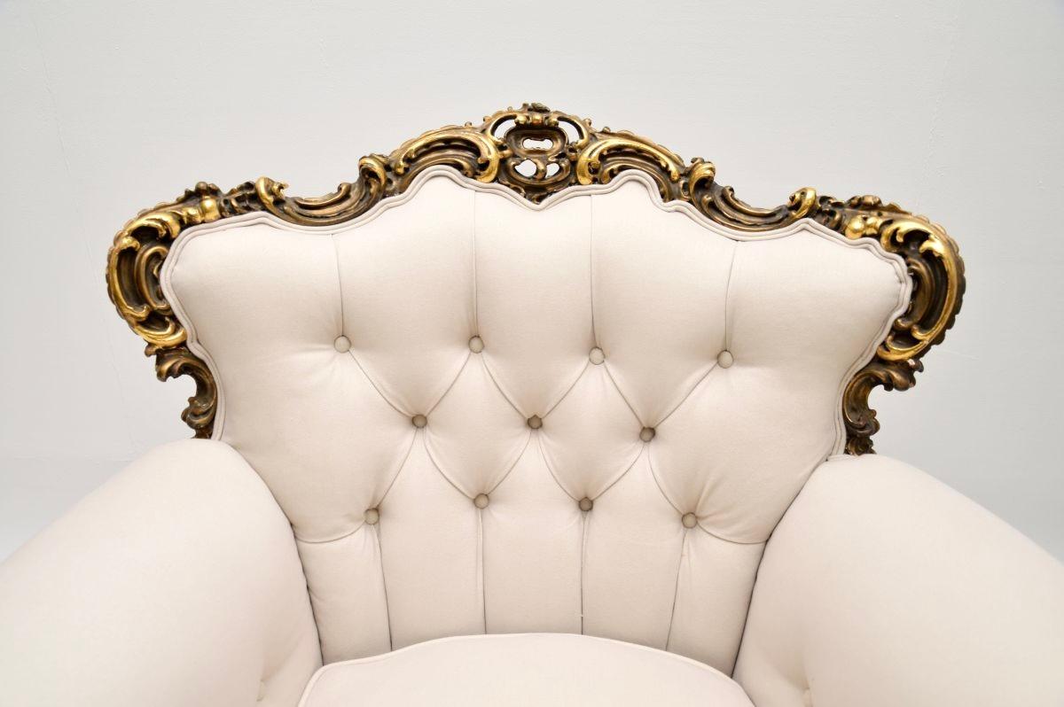 Pair of Antique French Giltwood Armchairs In Good Condition For Sale In London, GB