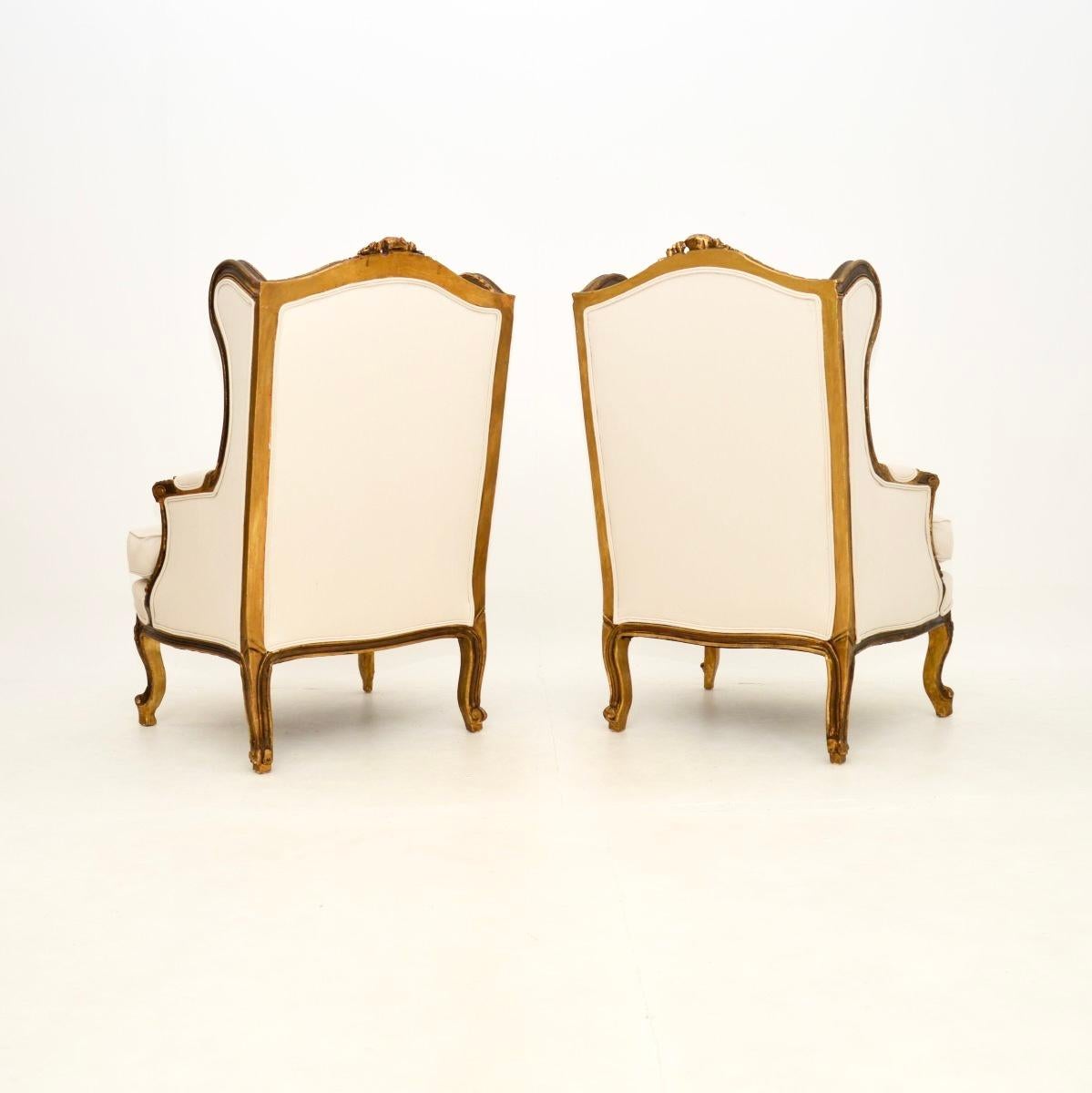 Pair of Antique French Giltwood Armchairs In Good Condition In London, GB