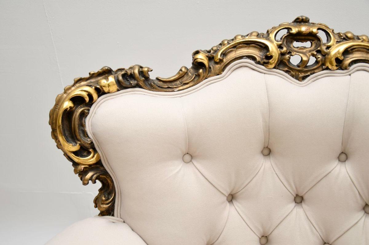 Mid-20th Century Pair of Antique French Giltwood Armchairs For Sale
