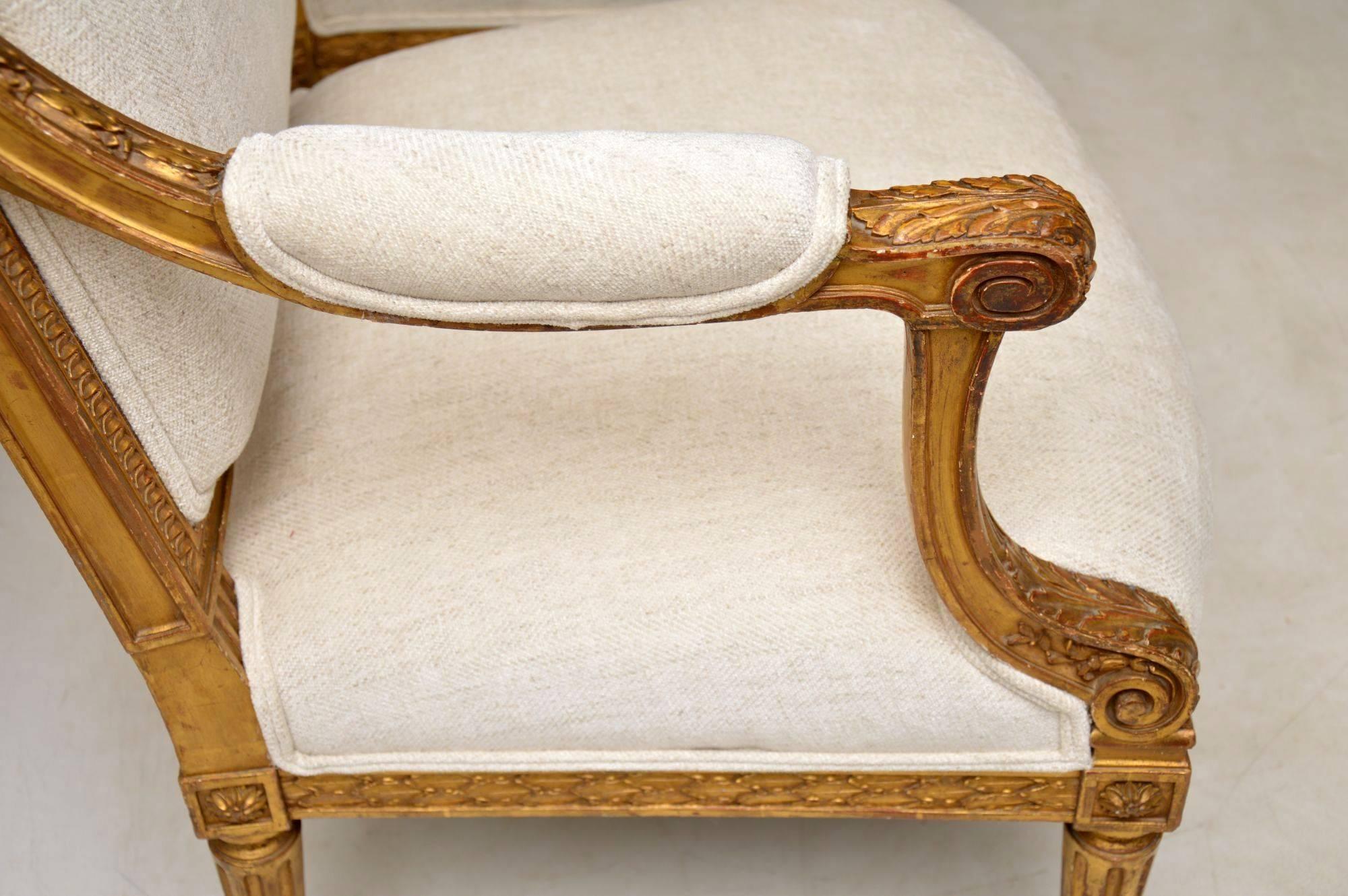 Pair of Antique French Giltwood Armchairs 1