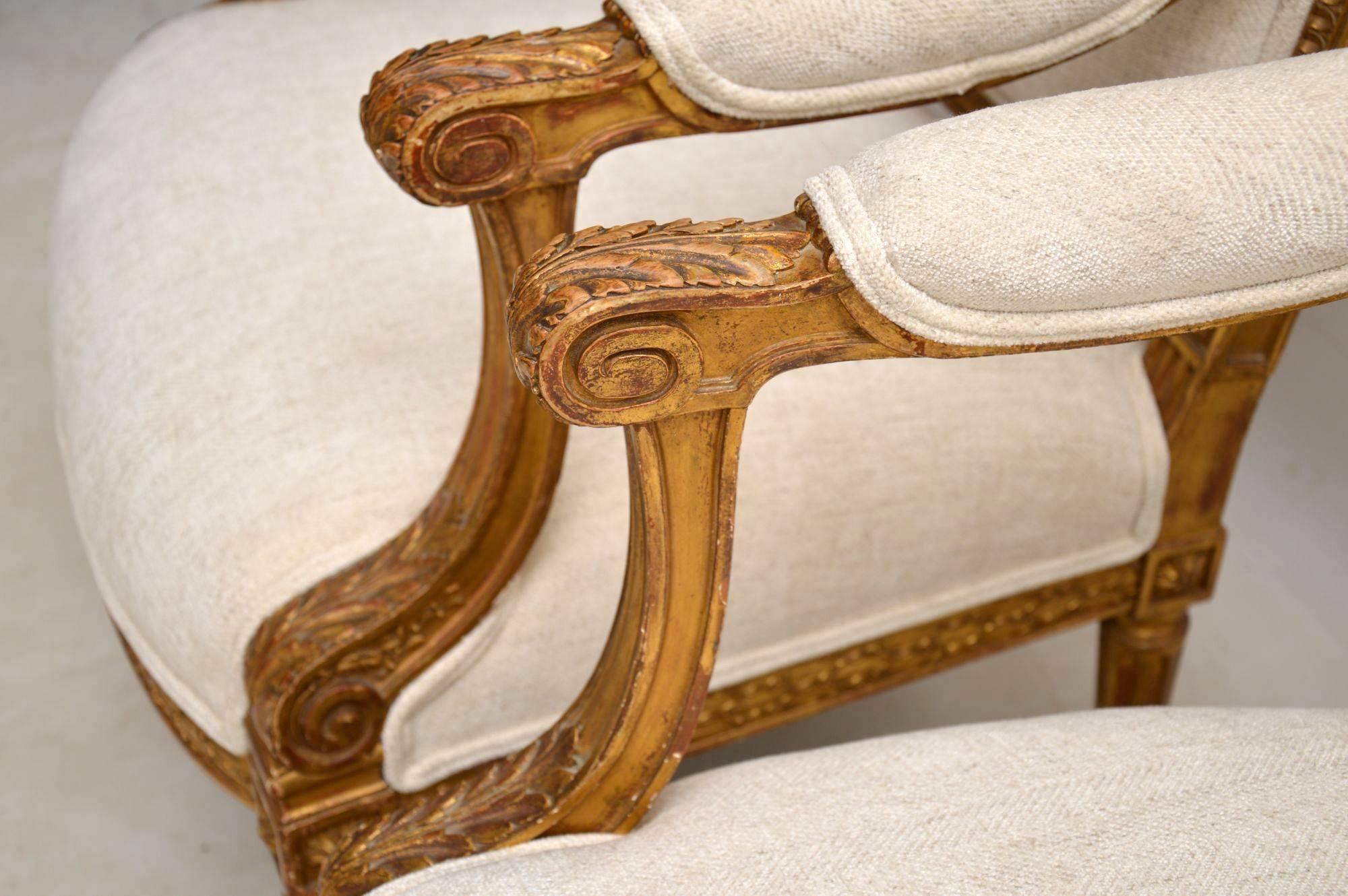 Pair of Antique French Giltwood Armchairs 2