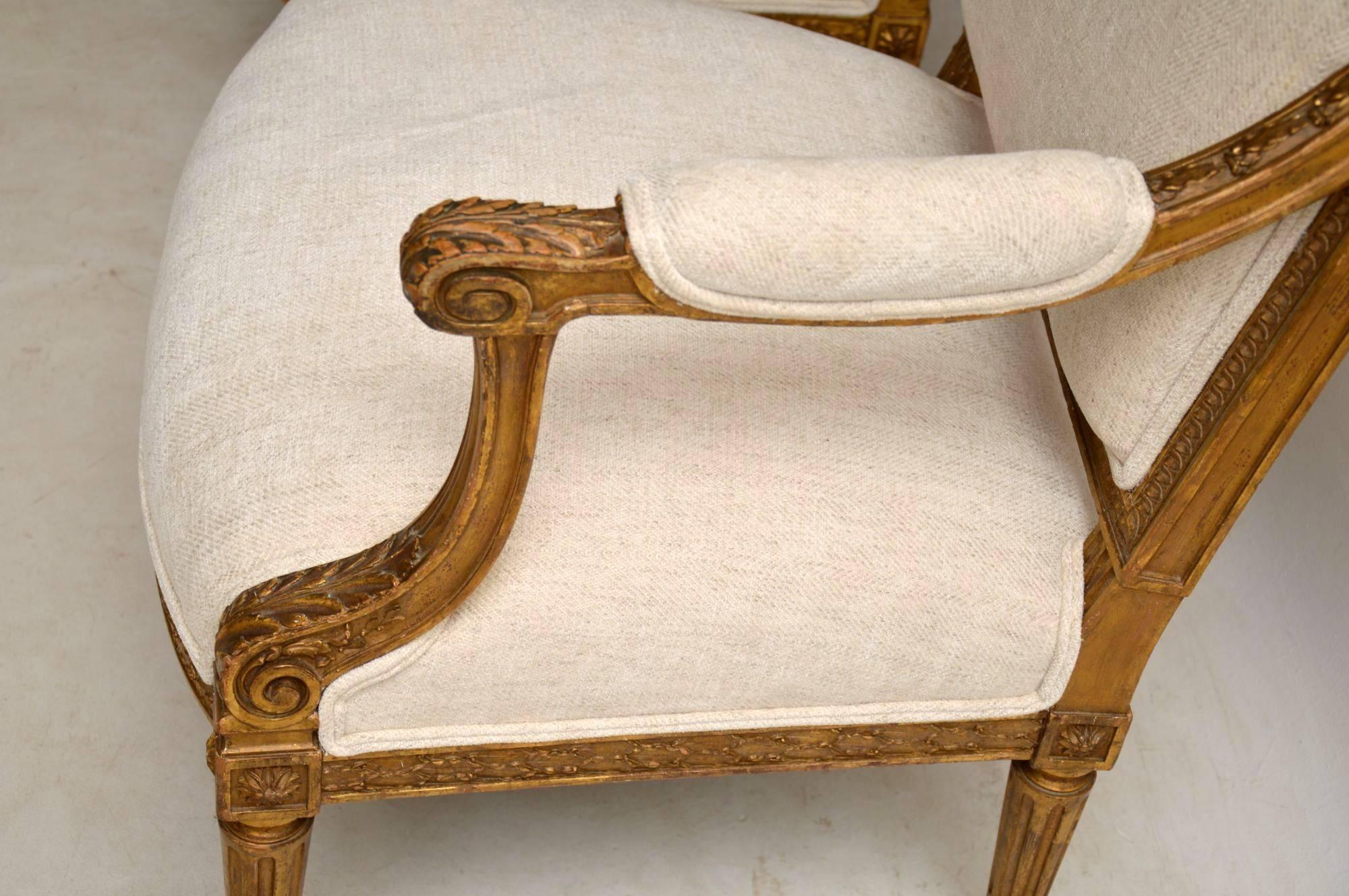 Pair of Antique French Giltwood Armchairs 3