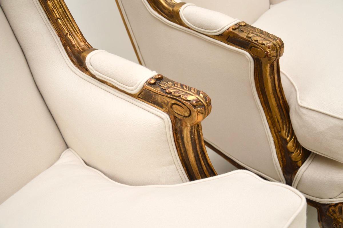 Pair of Antique French Giltwood Armchairs 3
