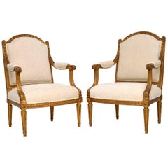 Pair of Antique French Giltwood Armchairs