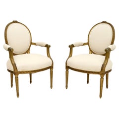 Pair of Antique French Giltwood Salon Chairs