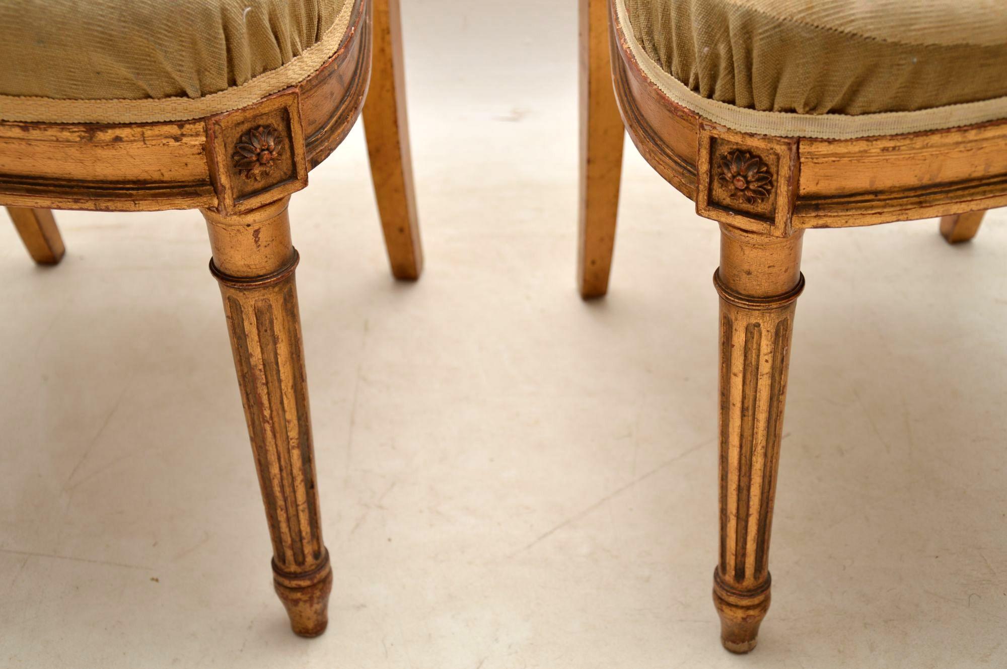 Pair of Antique French Giltwood Salon Side Chairs 4