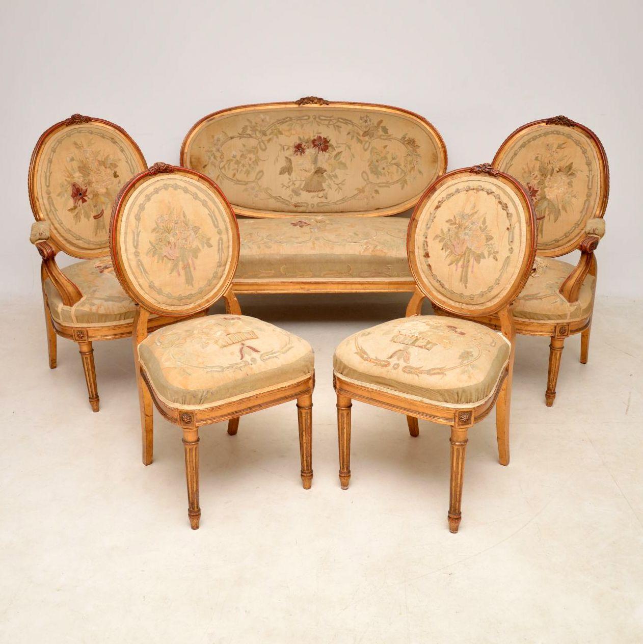 Pair of Antique French Giltwood Salon Side Chairs 6