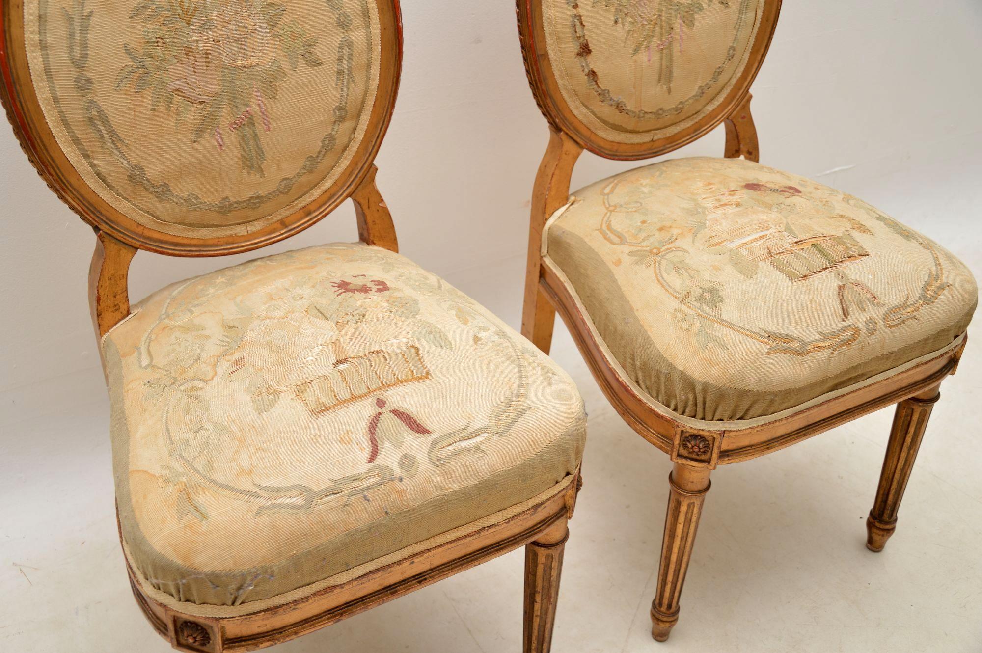 Pair of Antique French Giltwood Salon Side Chairs 3