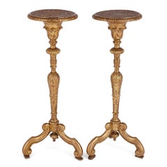 Pair of Antique French Giltwood Torchère Stands