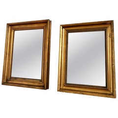 Pair of Antique French Giltwood Wall Mirrors, Late 19th Century