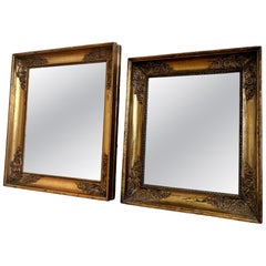 Pair of Antique French Giltwood Wall Mirrors, Late 19th Century