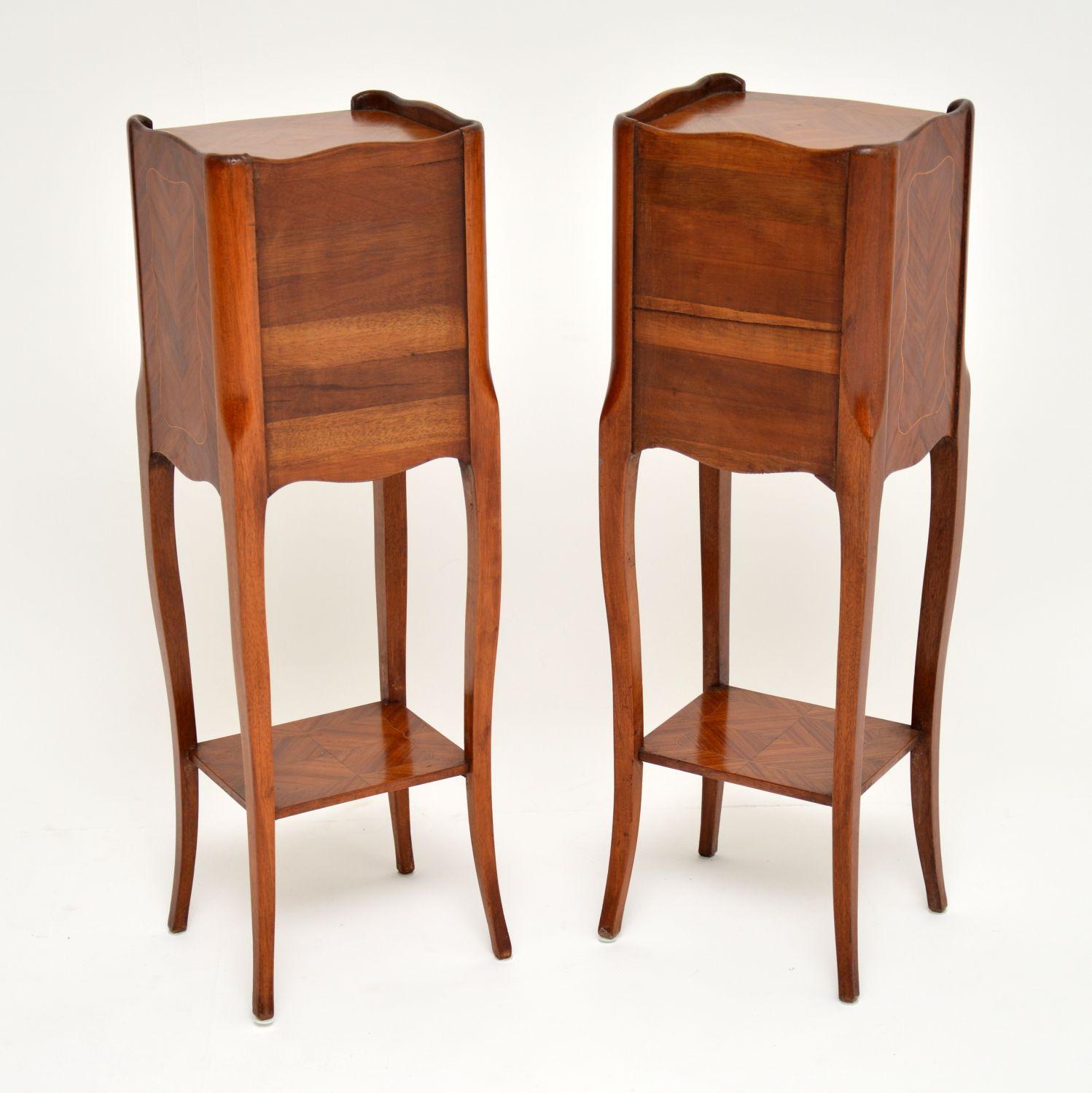 Pair of Antique French Inlaid King Wood Bedside Tables 5
