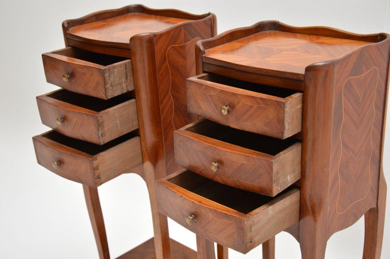 Pair Of Antique French Inlaid King Wood Bedside Tables At 1stdibs