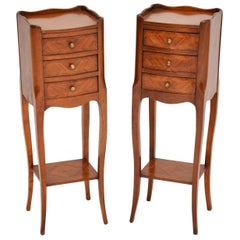 Pair of Antique French Inlaid King Wood Bedside Tables