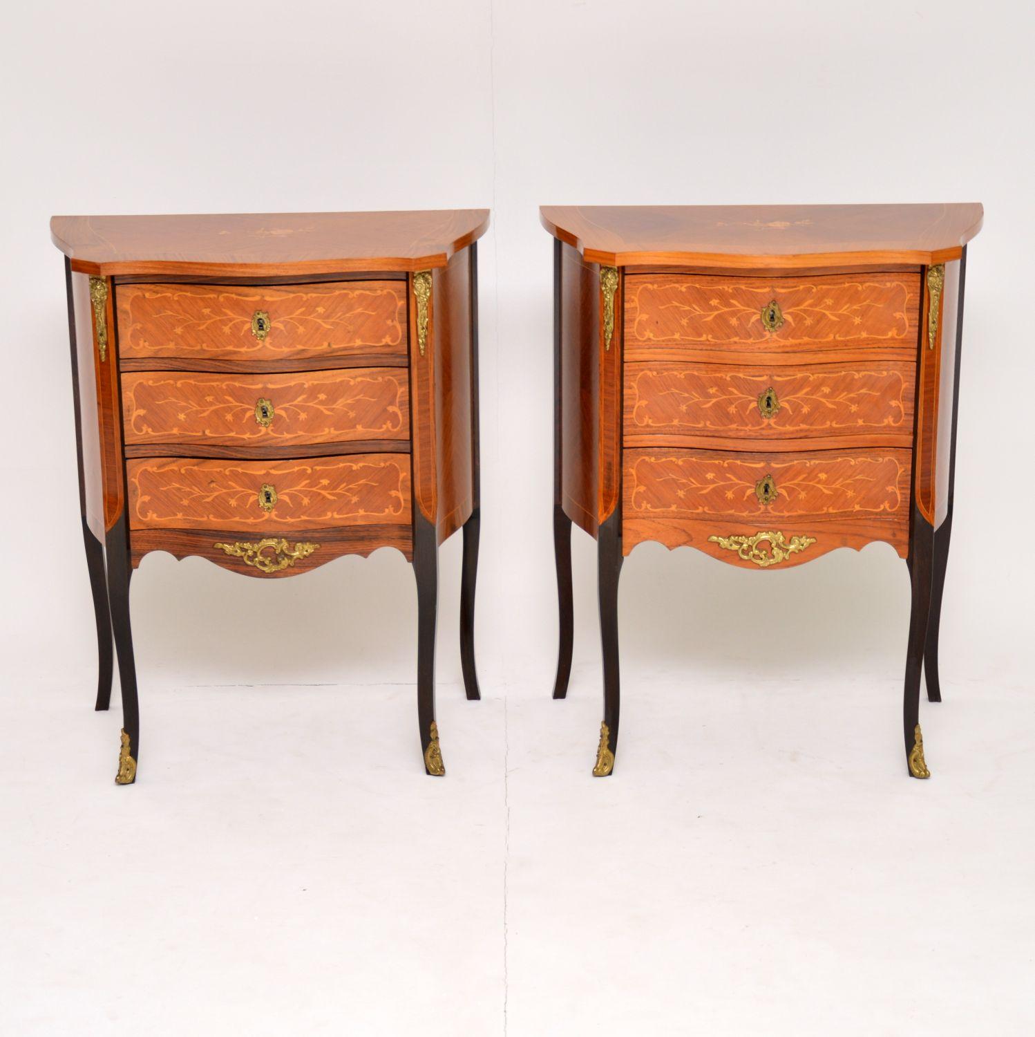 Louis XV Pair of Antique French Inlaid Kingwood Chests